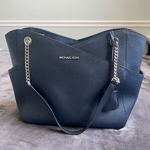 Michael Kors Dark Blue Tote with Chain Straps